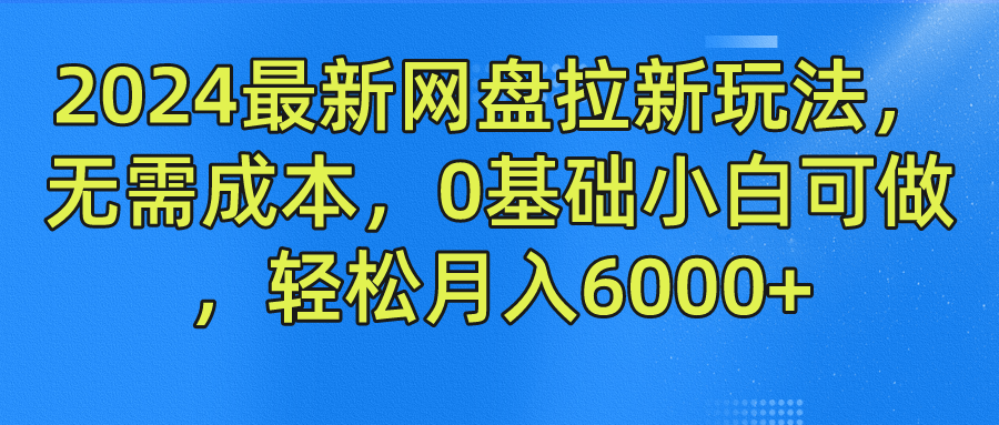 2024最新网盘拉新玩法，无需成本，0基础小白可做，轻松月入6000+_思维有课