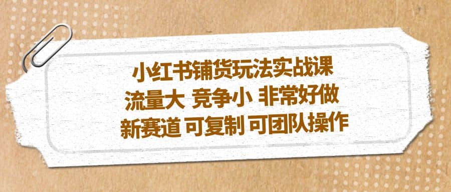 小红书铺货玩法实战课，流量大 竞争小 非常好做 新赛道 可复制 可团队操作_思维有课