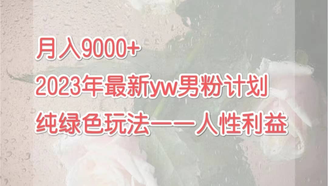 月入9000+2023年9月最新yw男粉计划绿色玩法——人性之利益_思维有课