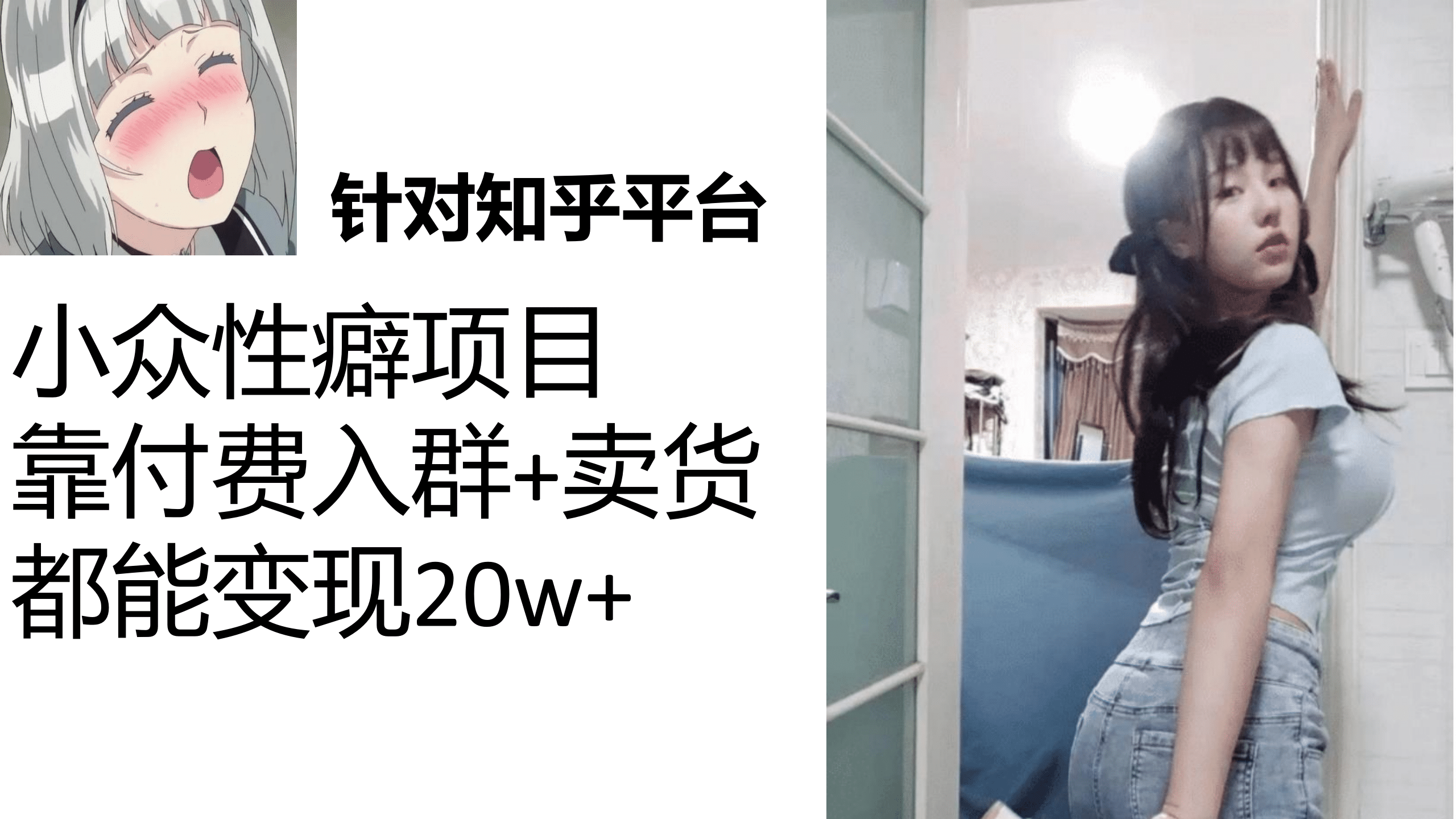 知乎小众性癖项目，Lsp的钱才是最好赚的，付费建群+卖货变现20w_思维有课