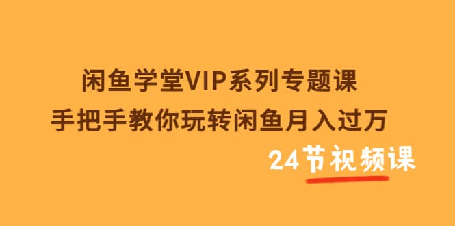 闲鱼学堂VIP系列专题课：手把手教你玩转闲鱼月入过万（共24节视频课）_思维有课