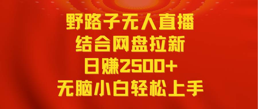 无人直播野路子结合网盘拉新，日赚2500+多平台变现，小白无脑轻松上手操作_思维有课