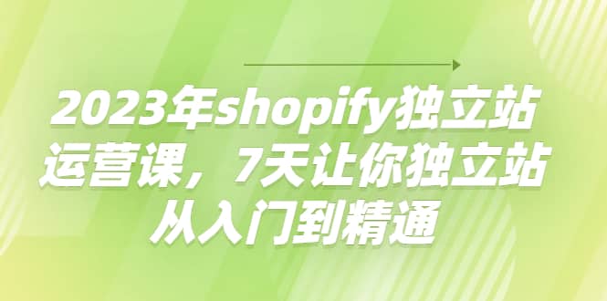 2023年shopify独立站运营课，7天让你独立站从入门到精通_思维有课