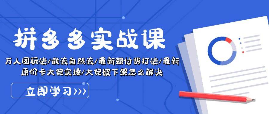 拼多多·实战课：万人团玩法/截流自然流/最新强付费打法/最新原价卡大促.._思维有课