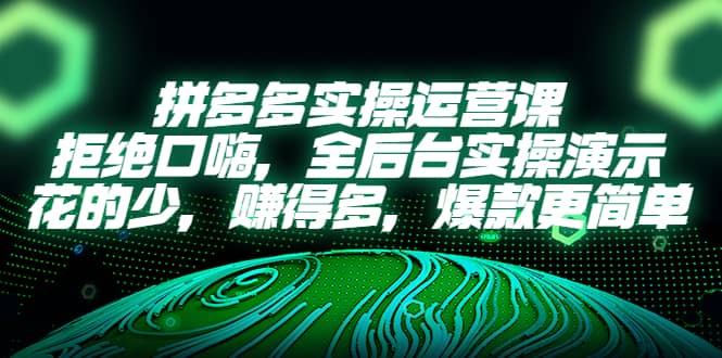 拼多多实操运营课：拒绝口嗨，全后台实操演示，花的少，赚得多，爆款更简单_思维有课