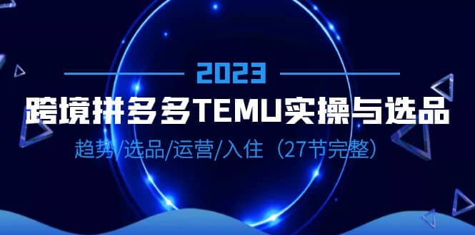 2023跨境·拼多多·TEMU实操与选品，趋势·选品·运营·入住（27节完整）_思维有课