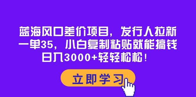 蓝海风口差价项目，发行人拉新，一单35，小白复制粘贴就能搞钱！日入3000+轻轻松松_思维有课