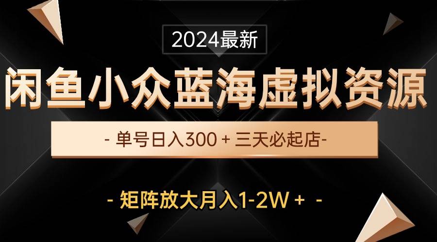 最新闲鱼小众蓝海虚拟资源，单号日入300＋，三天必起店，矩阵放大月入1-2W_思维有课