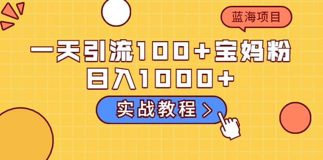 一天引流100+宝妈粉，日入1000+的蓝海项目（实战教程）_网创工坊