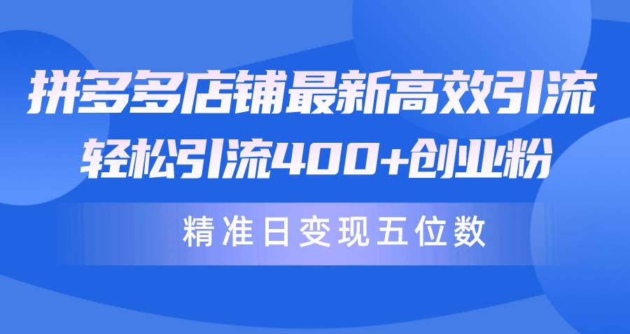 拼多多店铺最新高效引流术，轻松引流400+创业粉，精准日变现五位数！_思维有课