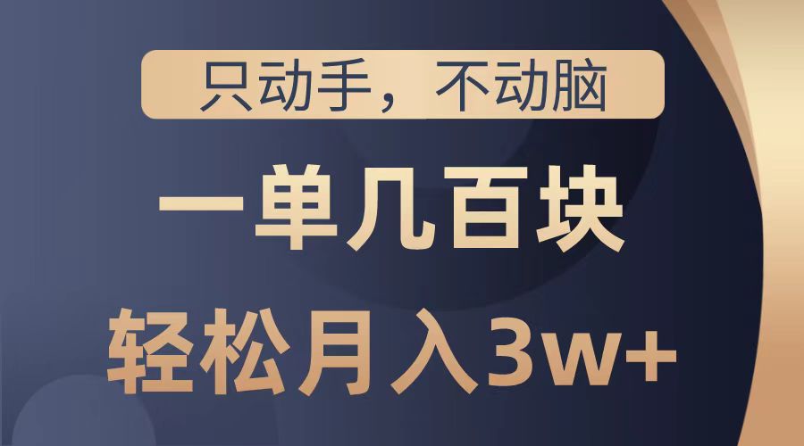 只动手不动脑，一单几百块，轻松月入2w+，看完就能直接操作，详细教程_思维有课