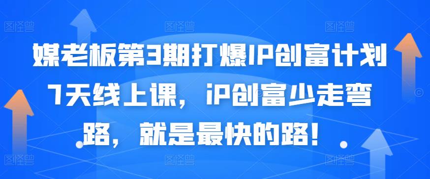 媒老板第3期打爆IP创富计划7天线上课，iP创富少走弯路，就是最快的路！_思维有课