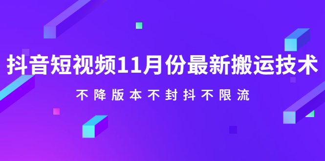 抖音短视频11月份最新搬运技术，不降版本不封抖不限流！【视频课程】_思维有课