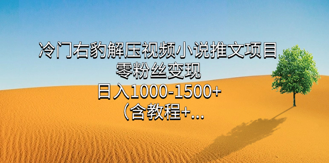 冷门右豹解压视频小说推文项目，零粉丝变现，日入1000-1500+（含教程）_思维有课