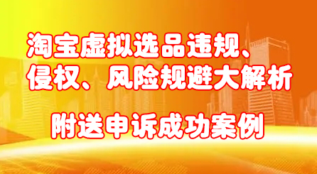 淘宝虚拟选品违规、侵权、风险规避大解析，附送申诉成功案例！_网创工坊