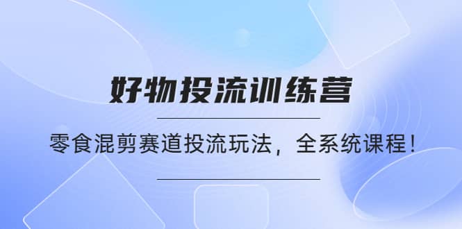 好物推广投流训练营：零食混剪赛道投流玩法，全系统课程_思维有课