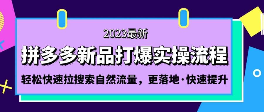 拼多多-新品打爆实操流程：轻松快速拉搜索自然流量，更落地·快速提升_思维有课