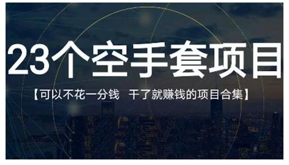 23个空手套项目大合集，0成本0投入，干了就赚钱纯空手套生意经_思维有课