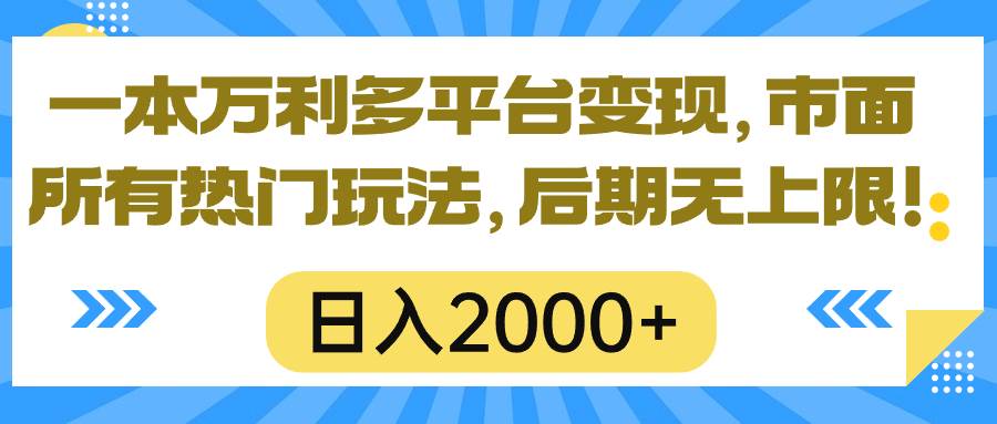 一本万利多平台变现，市面所有热门玩法，日入2000+，后期无上限！_思维有课