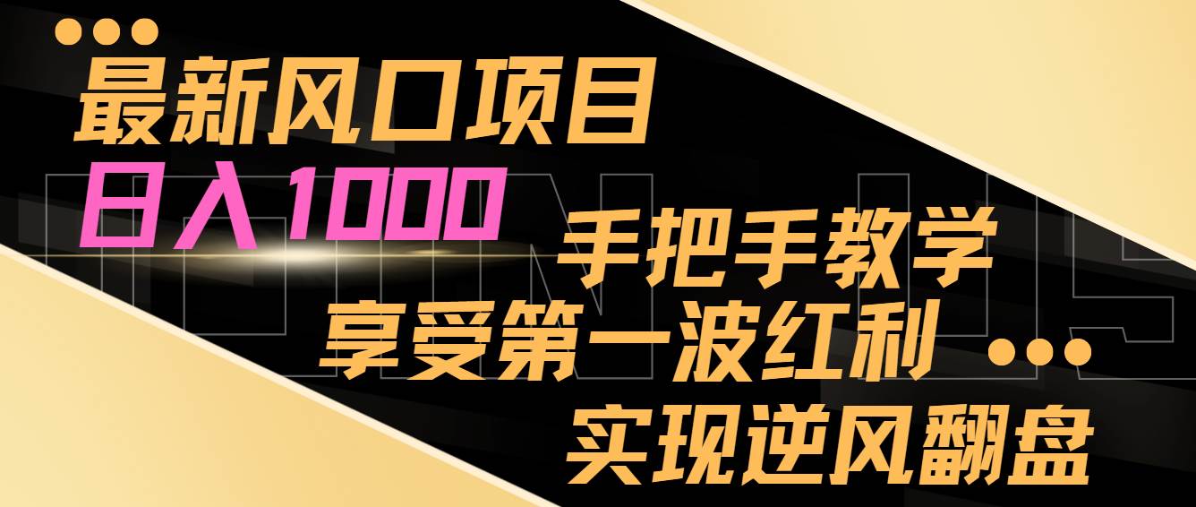 最新风口项目，日入过千，抓住当下风口，享受第一波红利，实现逆风翻盘_思维有课