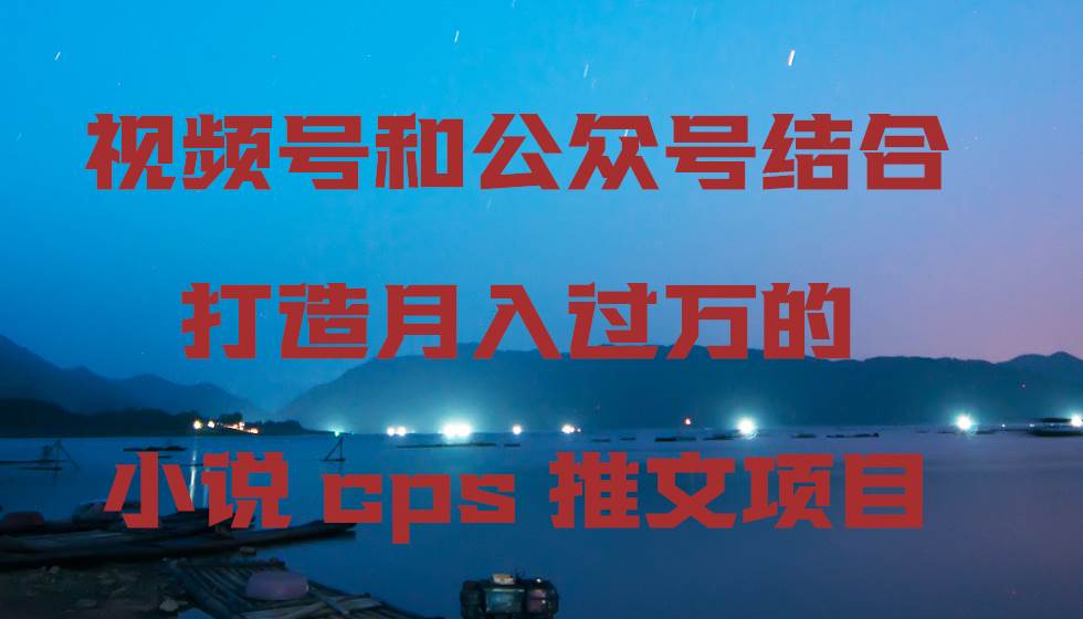 视频号和公众号结合打造月入过万的小说cps推文项目_思维有课