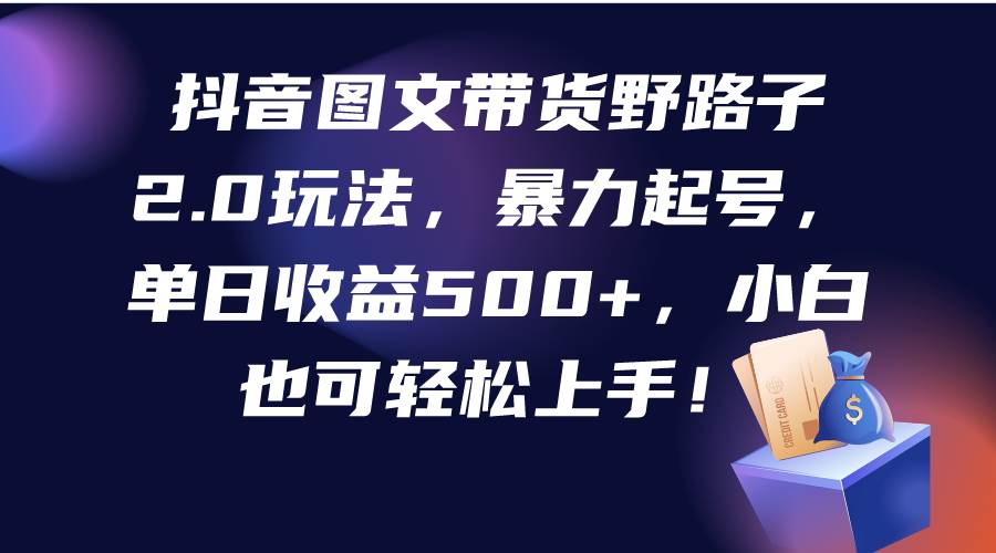 抖音图文带货野路子2.0玩法，暴力起号，单日收益500+，小白也可轻松上手！_思维有课