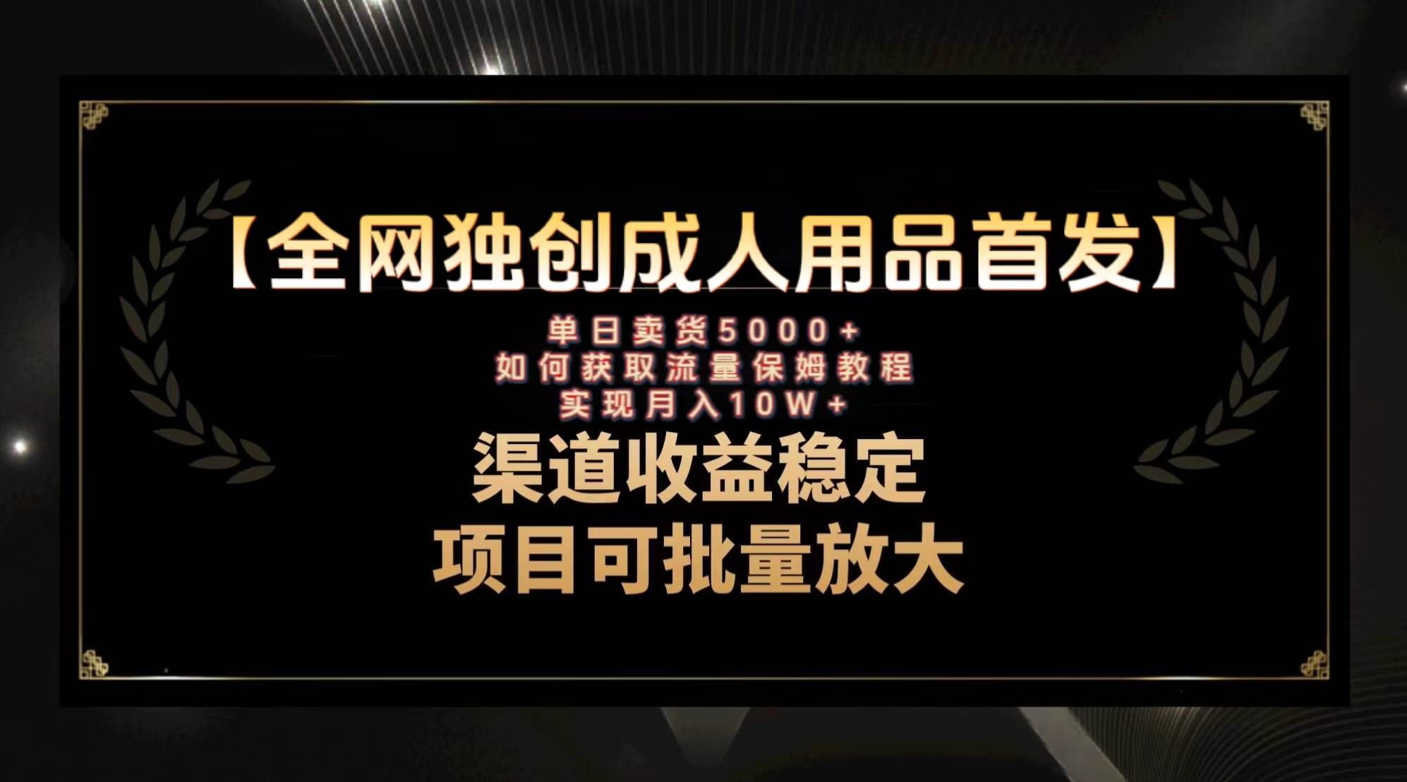 最新全网独创首发，成人用品赛道引流获客，月入10w保姆级教程_思维有课