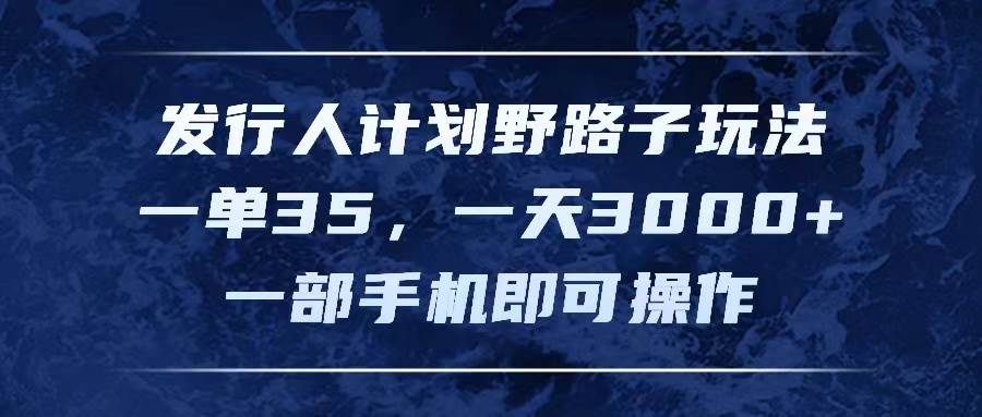 发行人计划野路子玩法，一单35，一天3000+，一部手机即可操作_思维有课