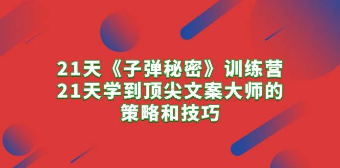 21天《子弹秘密》训练营，21天学到顶尖文案大师的策略和技巧_思维有课