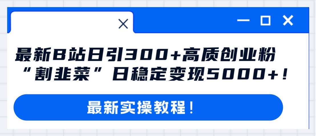 最新B站日引300+高质创业粉教程！“割韭菜”日稳定变现5000+！_思维有课