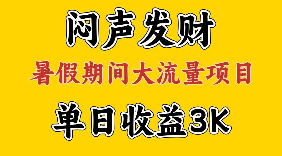 闷声发财，假期大流量项目，单日收益3千+ ，拿出执行力，两个月翻身_思维有课