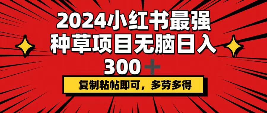 2024小红书最强种草项目，无脑日入300+，复制粘帖即可，多劳多得_思维有课