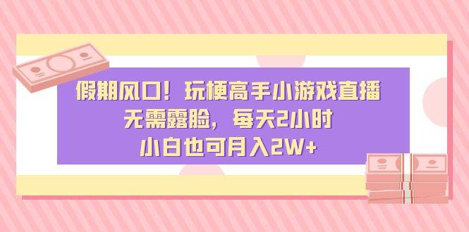 假期风口！玩梗高手小游戏直播，无需露脸，每天2小时，小白也可月入2W+_思维有课