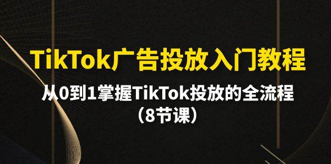 TikTok广告投放入门教程，从0到1掌握TikTok投放的全流程（8节课）_思维有课