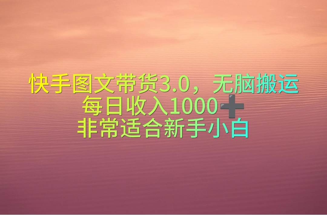 快手图文带货3.0，无脑搬运，每日收入1000＋，非常适合新手小白_思维有课