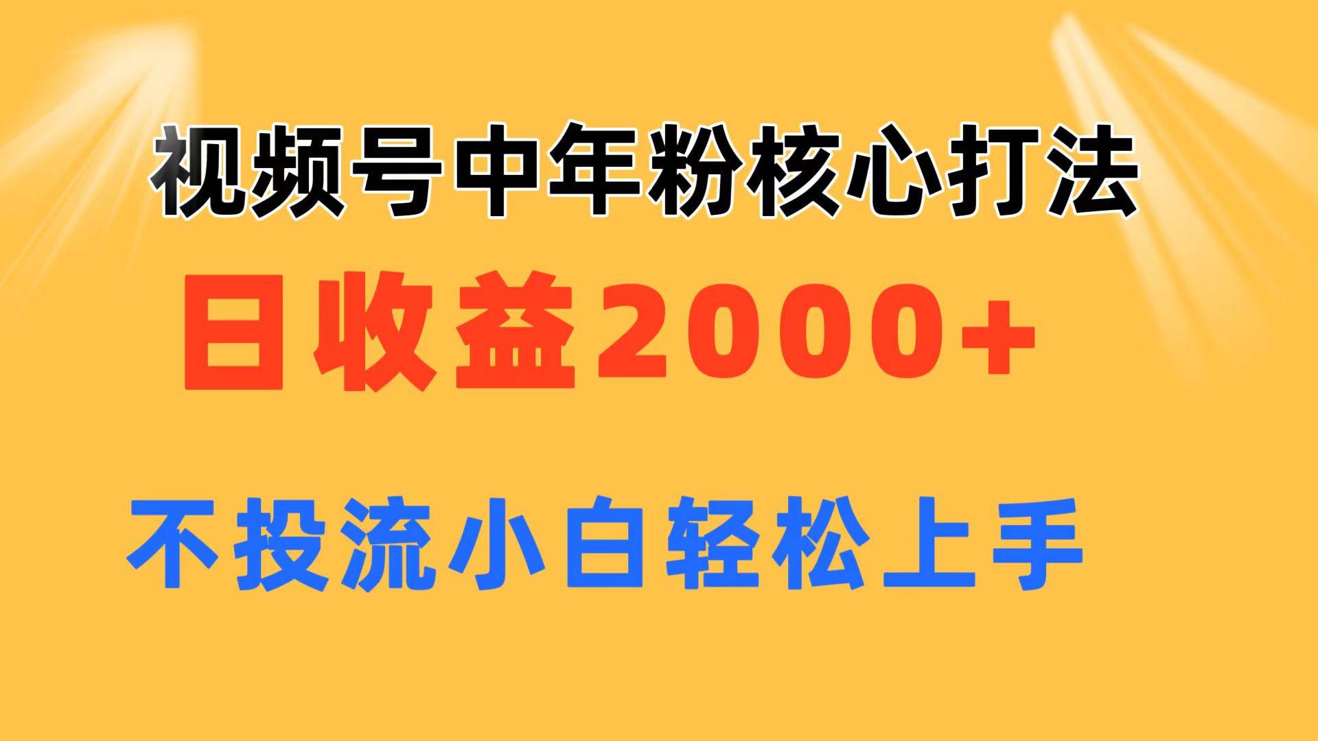 视频号中年粉核心玩法 日收益2000+ 不投流小白轻松上手_思维有课