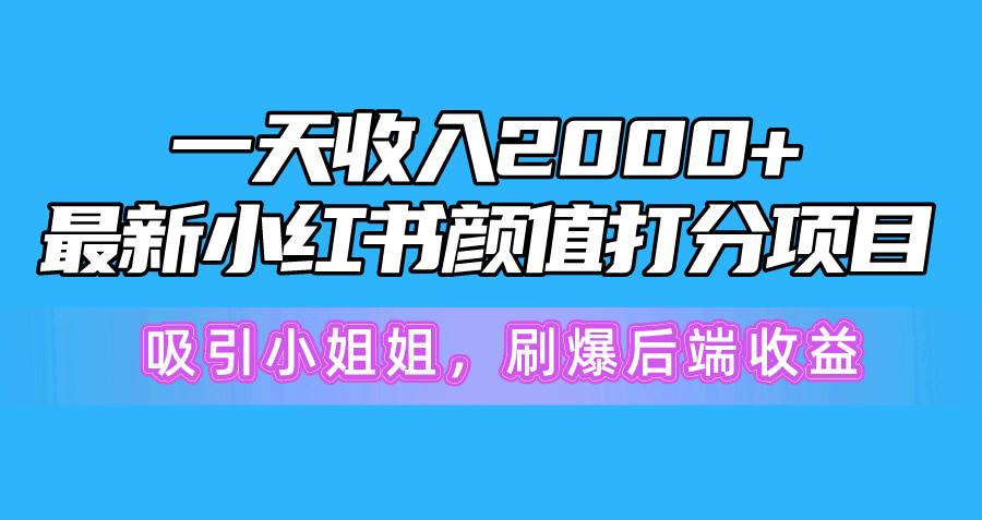 一天收入2000+，最新小红书颜值打分项目，吸引小姐姐，刷爆后端收益_思维有课