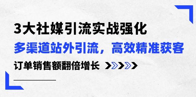 3大社媒引流实操强化，多渠道站外引流/高效精准获客/订单销售额翻倍增长_思维有课