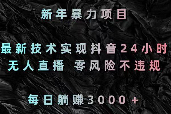 新年暴力项目，最新技术实现抖音24小时无人直播 零风险不违规 每日躺赚3000_思维有课