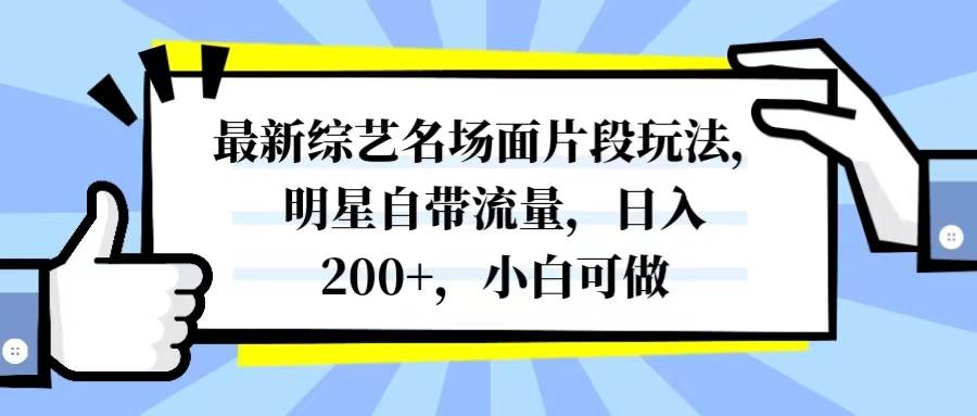 最新综艺名场面片段玩法，明星自带流量，日入200+，小白可做_思维有课