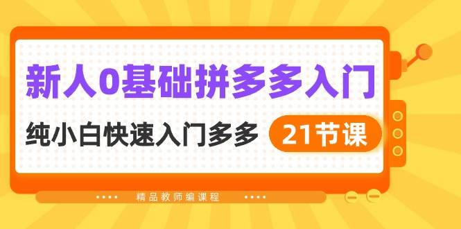 新人0基础拼多多入门，纯小白快速入门多多（21节课）_思维有课