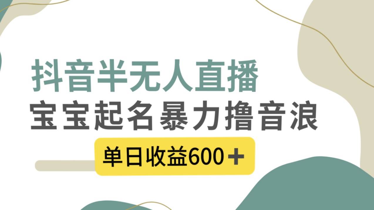 抖音半无人直播，宝宝起名，暴力撸音浪，单日收益600+_思维有课