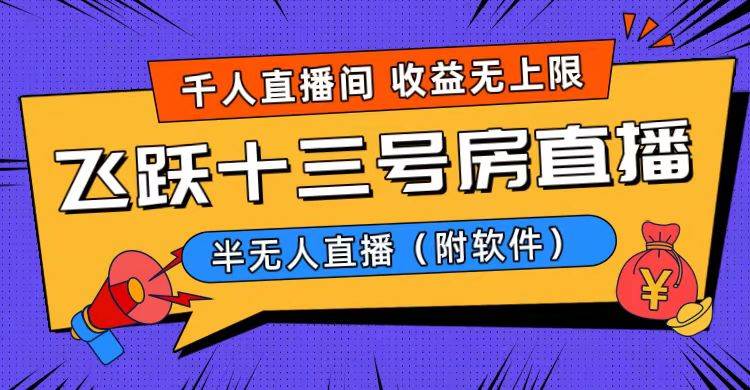 爆火飞跃十三号房半无人直播，一场直播上千人，日入过万！（附软件）_思维有课