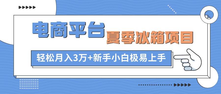 电商平台夏季冰箱项目，轻松月入3万+，新手小白极易上手_思维有课