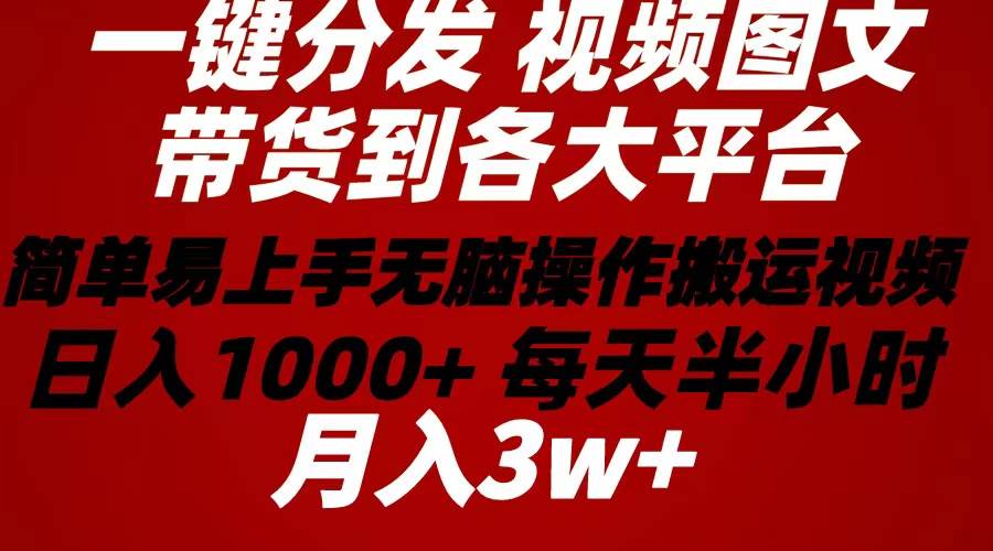 2024年 一键分发带货图文视频  简单易上手 无脑赚收益 每天半小时日入1…_思维有课