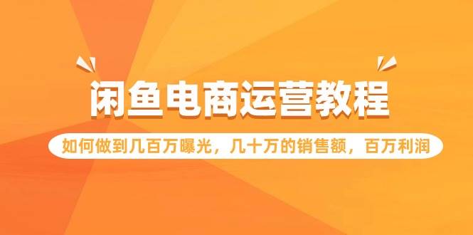 闲鱼电商运营教程：如何做到几百万曝光，几十万的销售额，百万利润_思维有课