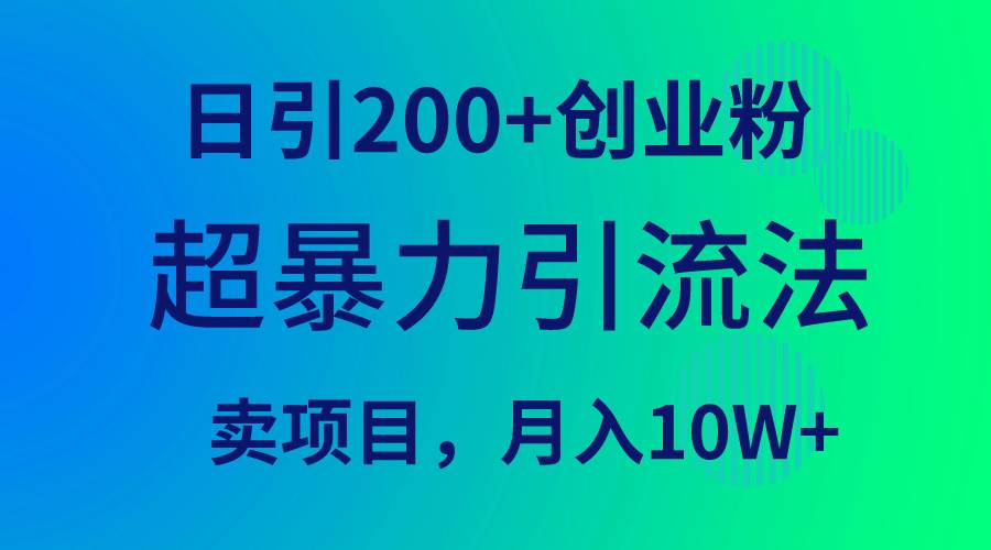 超暴力引流法，日引200+创业粉，卖项目月入10W+_思维有课