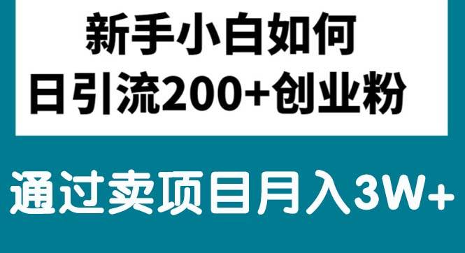 新手小白日引流200+创业粉,通过卖项目月入3W+_思维有课