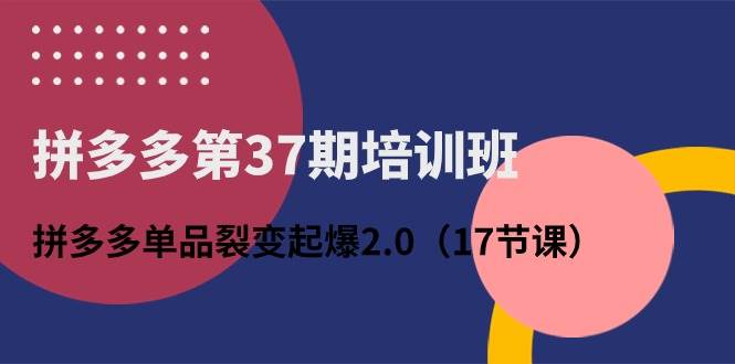 拼多多第37期培训班：拼多多单品裂变起爆2.0（17节课）_思维有课