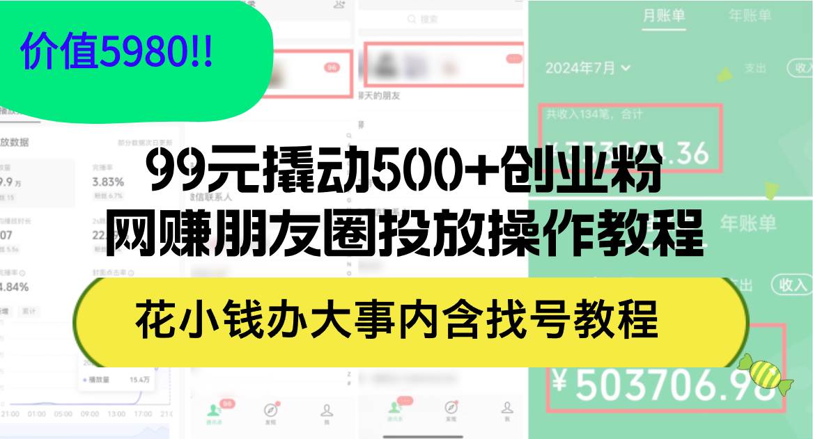 99元撬动500+创业粉，网赚朋友圈投放操作教程价值5980！花小钱办大事内…_思维有课